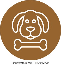 Dog's Head With Bone Outline Icon