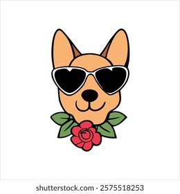 Dogs head color vector flowers design 