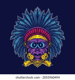 dogs head with culture hat artwork illustration