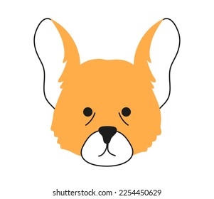 Dogs head vector icon in doodle style. Lovely pets sign illustration. 
Corgi doggy in sketch style.  Minimal iconic for pet logo, dog lover logo.