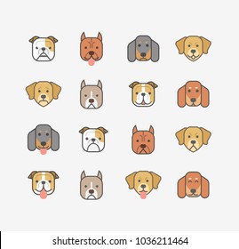 Dogs heads emoticons vector set