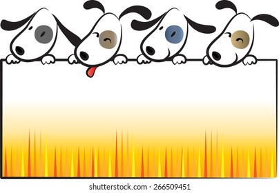 dogs holding a blank card
