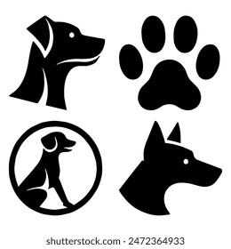 Dogs Icon: Canine Symbols, Pets, Animal Representation, Flat Vector Illustration