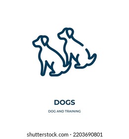 Dogs icon. Linear vector illustration from dog and training collection. Outline dogs icon vector. Thin line symbol for use on web and mobile apps, logo, print media.