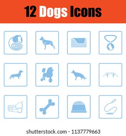 Dogs icon set. Blue frame design. Vector illustration.