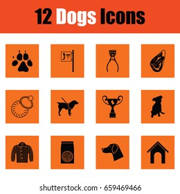 Dogs icon set. Orange design. Vector illustration.