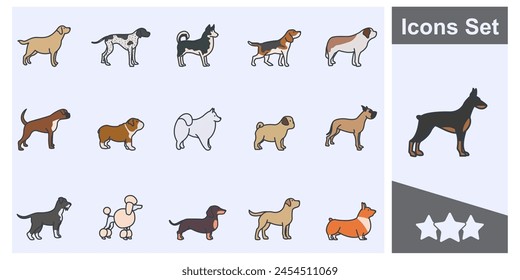 dogs icon set symbol collection, logo isolated vector illustration