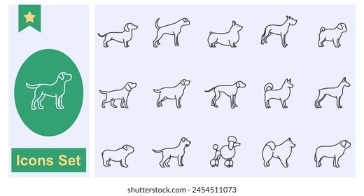 colección del símbolo del sistema del icono de los perros, Ilustración vectorial aislada del logotipo