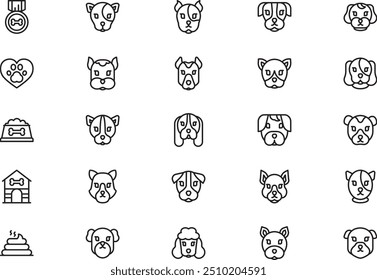Dogs icons collection ist eine Vektorgrafik mit editierbarem Strich.