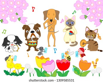 Dogs and insects delighted that spring came and held a concert.