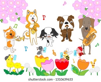 Dogs and insects delighted that spring came and held a concert.