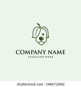 Dogs with leaves logo design vector.