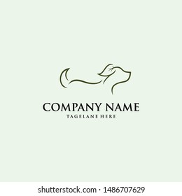 Dogs with leaves are running logo design vector.