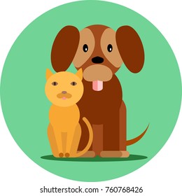 Dog's logo with a cat in a flat style