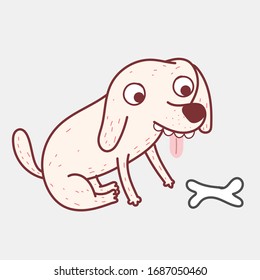 Dogs are looking at their bones,which is a popular food.Doodle art concept,illustration painting