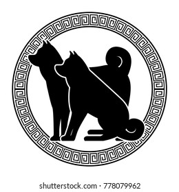 dogs mascots silhouettes icon
