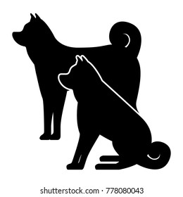 dogs mascots silhouettes icon