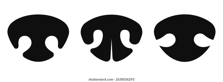 Dogs nose vector icons set isolated on white background