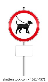 Dogs on leash sign with blank place to be labeled.