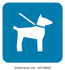 Dogs On Leash Sign Blue. Vector.