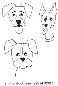 Dogs outline illustration vector image. Hand drawn dogs sketch image artwork. Simple original logo icon from pen drawing sketch.