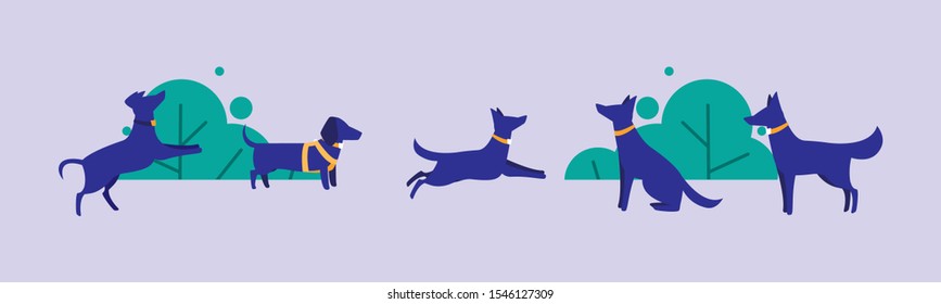 Dogs outside design, Mascot pet animal nature cute and puppy theme Vector illustration