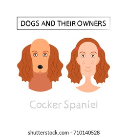 Dogs and owners look alike. Vector illustration.
Cocker Spaniel