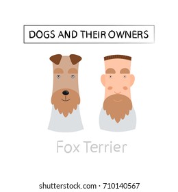  Dogs and owners look alike. Vector illustration.
 Fox Terrier