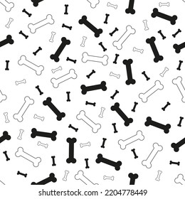 Dogs pattern in doodle style with bones on white background. Doodle vector illustration. Cute seamless pattern for fabric, textile, postcards
