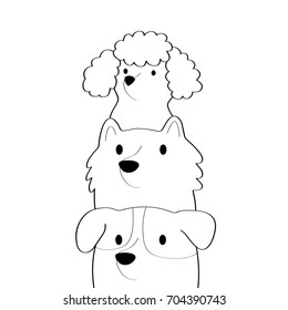 Dogs pattern on white background vector.