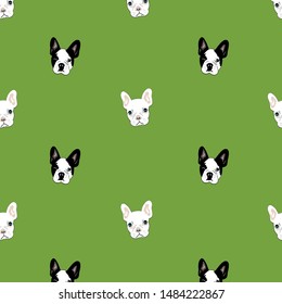 Dogs pattern.Seamless design, Animal fashion trend and textile design. Bulldogs Print. Repeated vector editable file