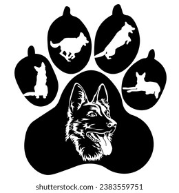   Dog's Paw, Hand Drawn, Vector Illustration
