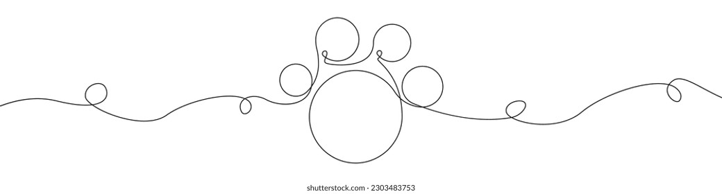 Dog's paw line continuous drawing vector. One line Dog's paw vector background. Dog's paw icon. Continuous outline of a Dog's paw. Dog paws linear design.