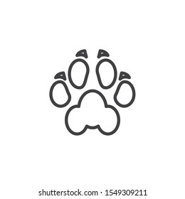 Dogs paw print line icon. linear style sign for mobile concept and web design. Dog animal footprint outline vector icon. Symbol, logo illustration. Vector graphics