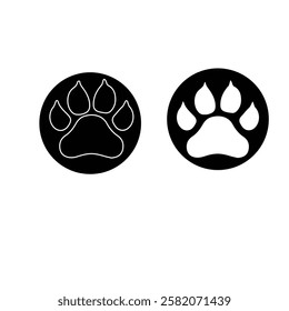 A dog's paw print is typically a distinctive mark made by the pads and claws of its feet. Paw icon set. for mobile concept and web design. vector illustration.