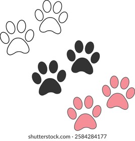 dog's paws or cat's paws icon vector isolated on white background