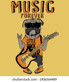 dogs playing guitar illustration vector graphic