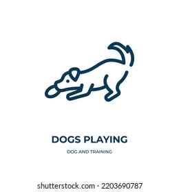 Dogs Playing Icon. Linear Vector Illustration From Dog And Training Collection. Outline Dogs Playing Icon Vector. Thin Line Symbol For Use On Web And Mobile Apps, Logo, Print Media.