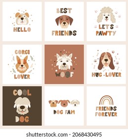 Dogs Poster Set. Vector illustration.