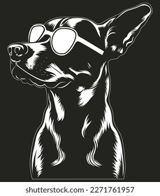The dog's posture is simple, yet refined, with clean lines and curves that evoke a sense of movement and energy.