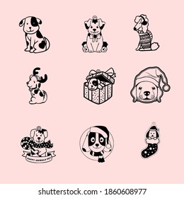 dogs puppy set animals characters