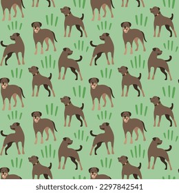 Dogs rottweiler dog seamless repeat pattern. natural. gender neutral. earth tones. beige, brown. cute pet puppy.