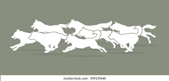 Dogs running graphic vector.