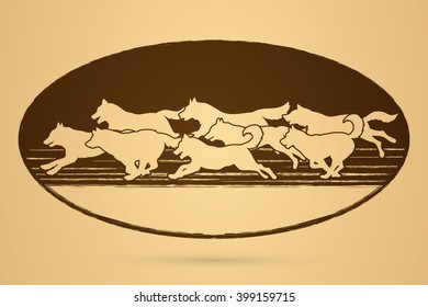 Dogs running graphic vector.