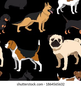 Dogs seamless background. Vector illustration.