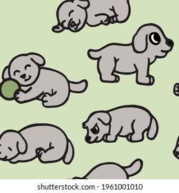 Dogs. Seamless illustration. Cartoon sketch style. Hand outline drawing cheerful funny animal. vector