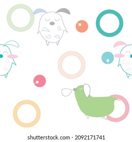 Dogs seamless pattern with background cartoon  style.Vector illustration