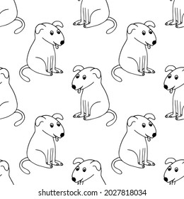 dogs seamless pattern. hand drawn doodle icon. vector, scandinavian, nordic, minimalism, monochrome. pets animals textile wrapping paper background