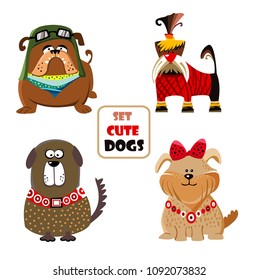 ?ute dogs set. cartoon