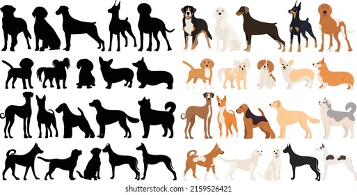 dogs set flat design, , isolated